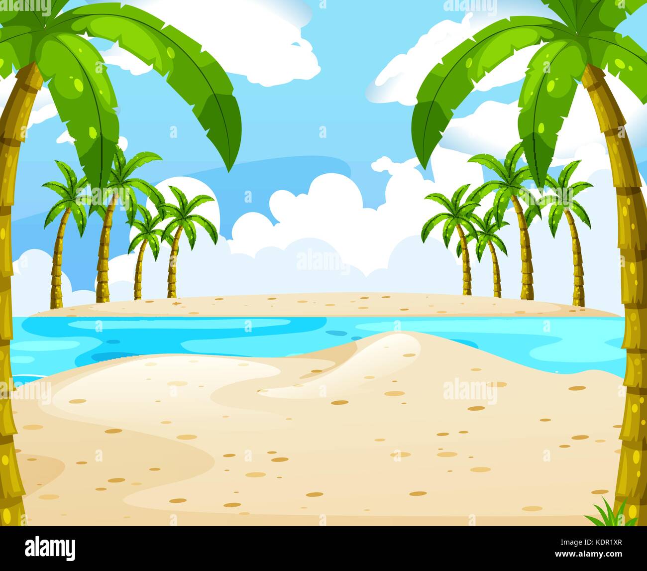 Beach With Coconut Trees Illustration Stock Vector Image & Art - Alamy