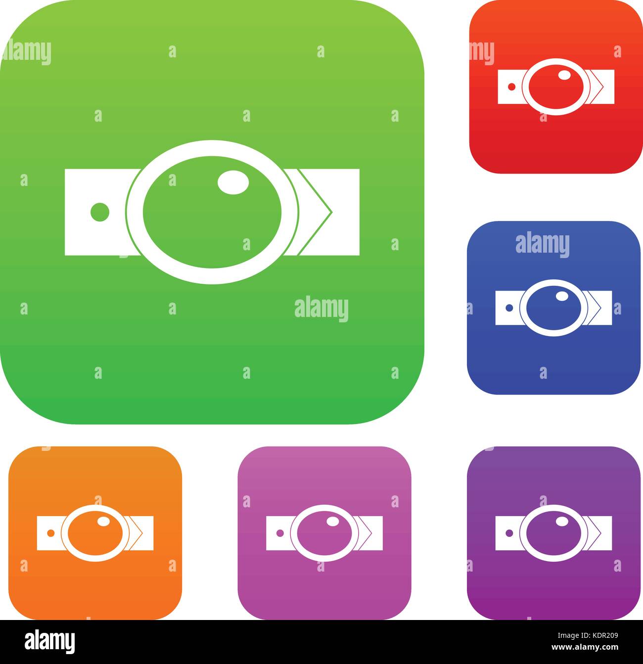 Belt with oval shaped buckle set color collection Stock Vector