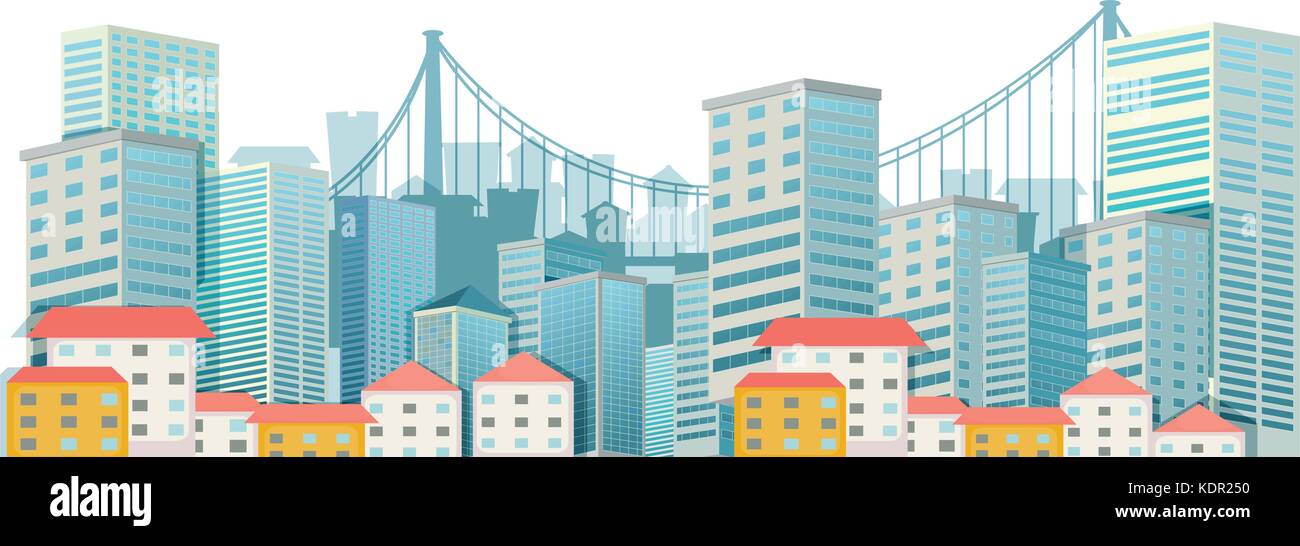 City scene with tall buildings illustration Stock Vector Image & Art ...