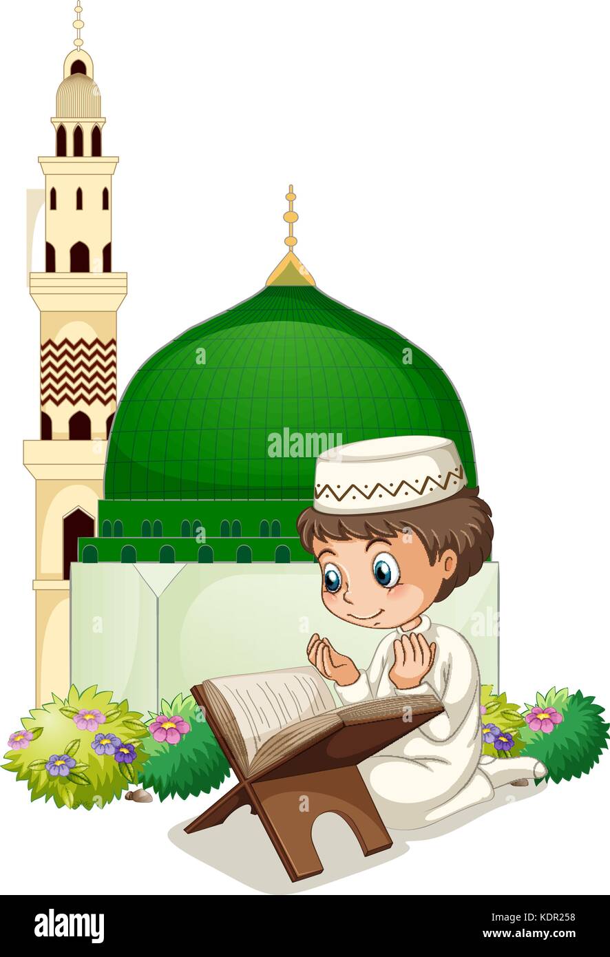 Little boy praying at mosque illustration Stock Vector Image & Art Alamy