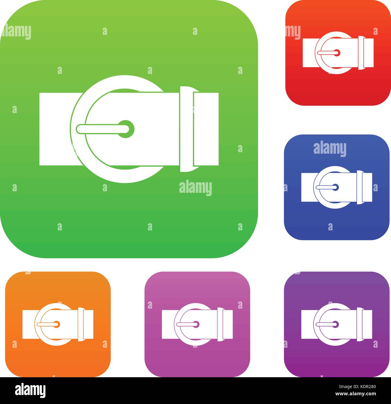 Circle belt buckle set color collection Stock Vector