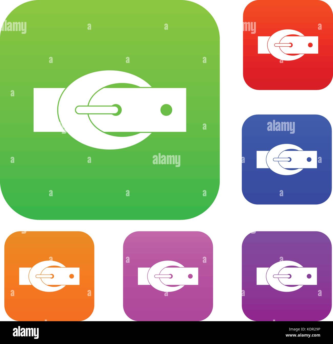 Oval belt buckle set color collection Stock Vector