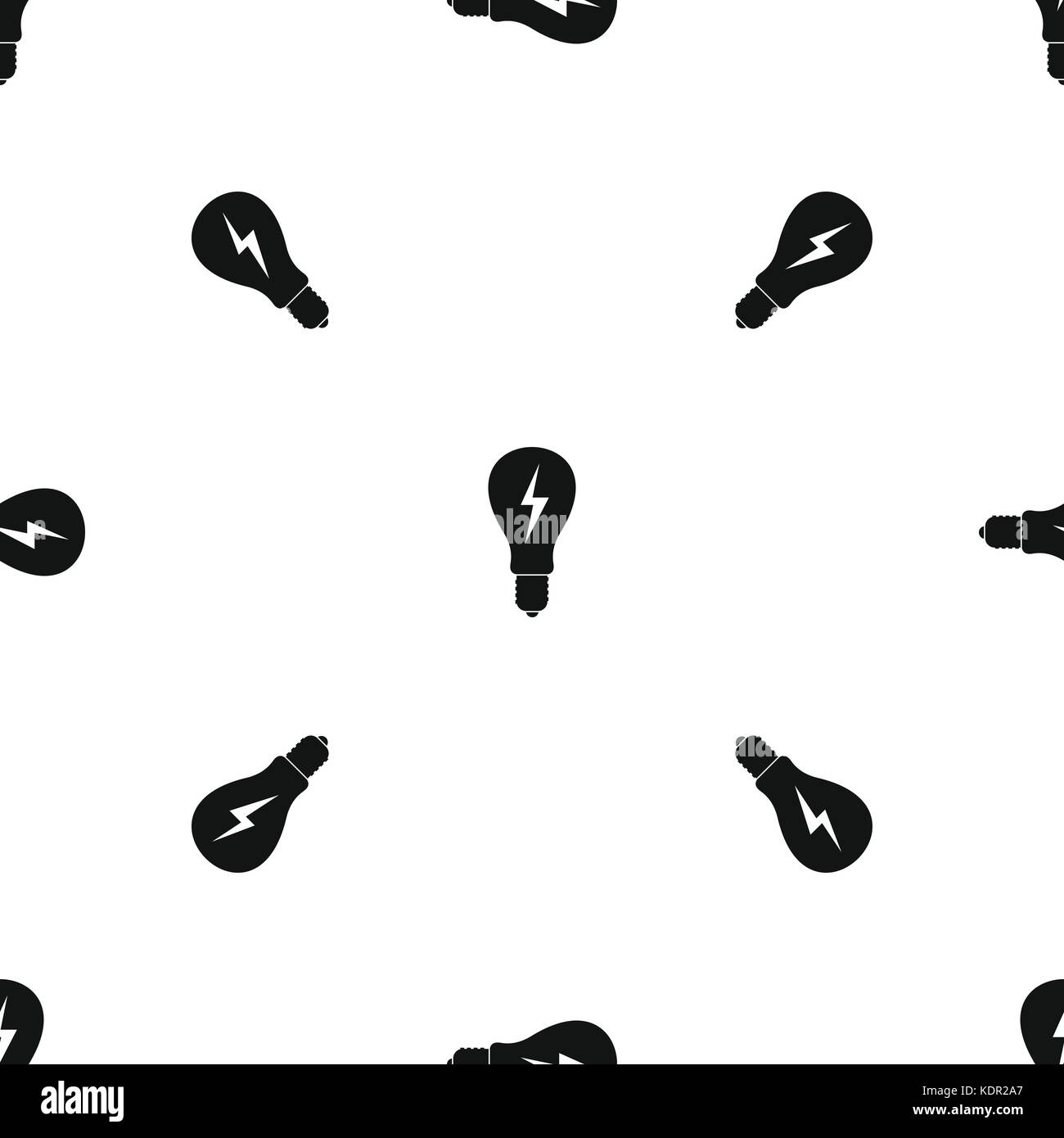 Light bulb with lightning inside pattern seamless black Stock Vector ...