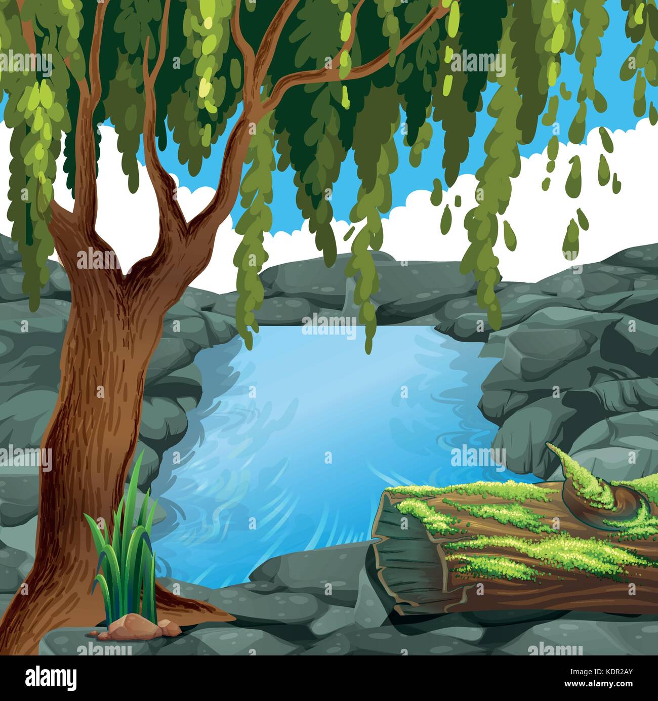 Scene with river in forest illustration Stock Vector Image & Art - Alamy