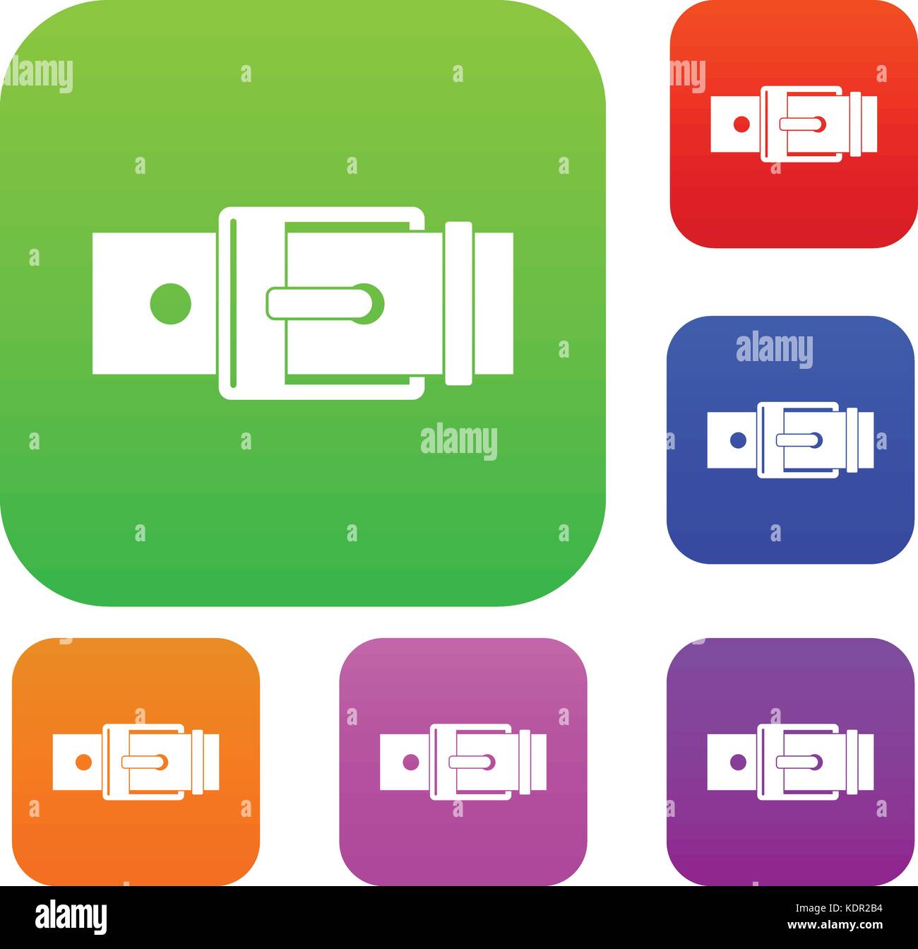 Belt with square buckle set color collection Stock Vector