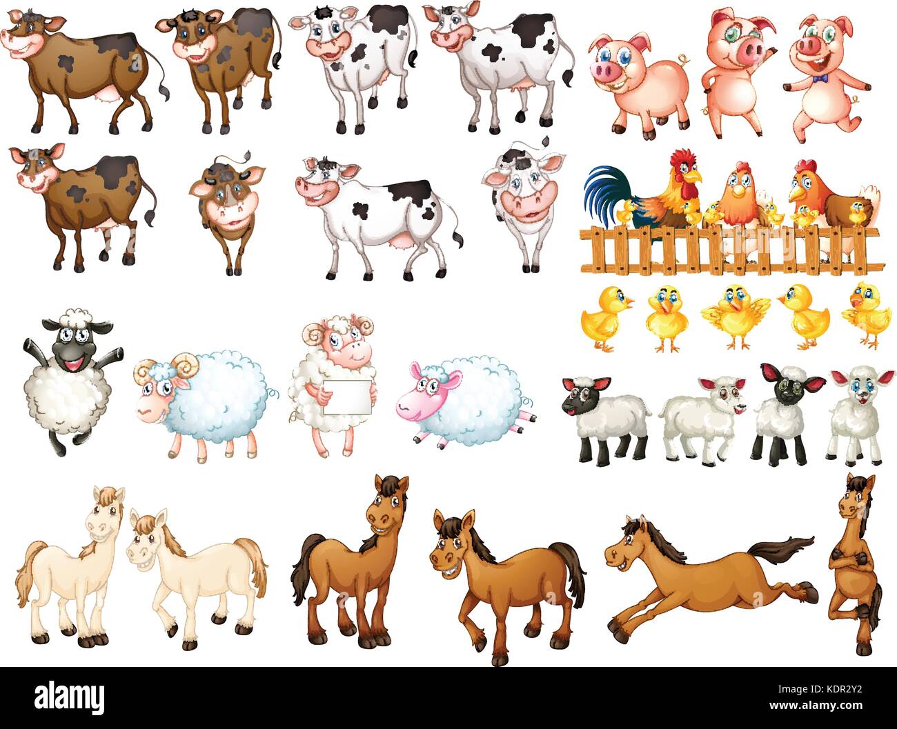 Many kinds of farm animals illustration Stock Vector Image & Art - Alamy