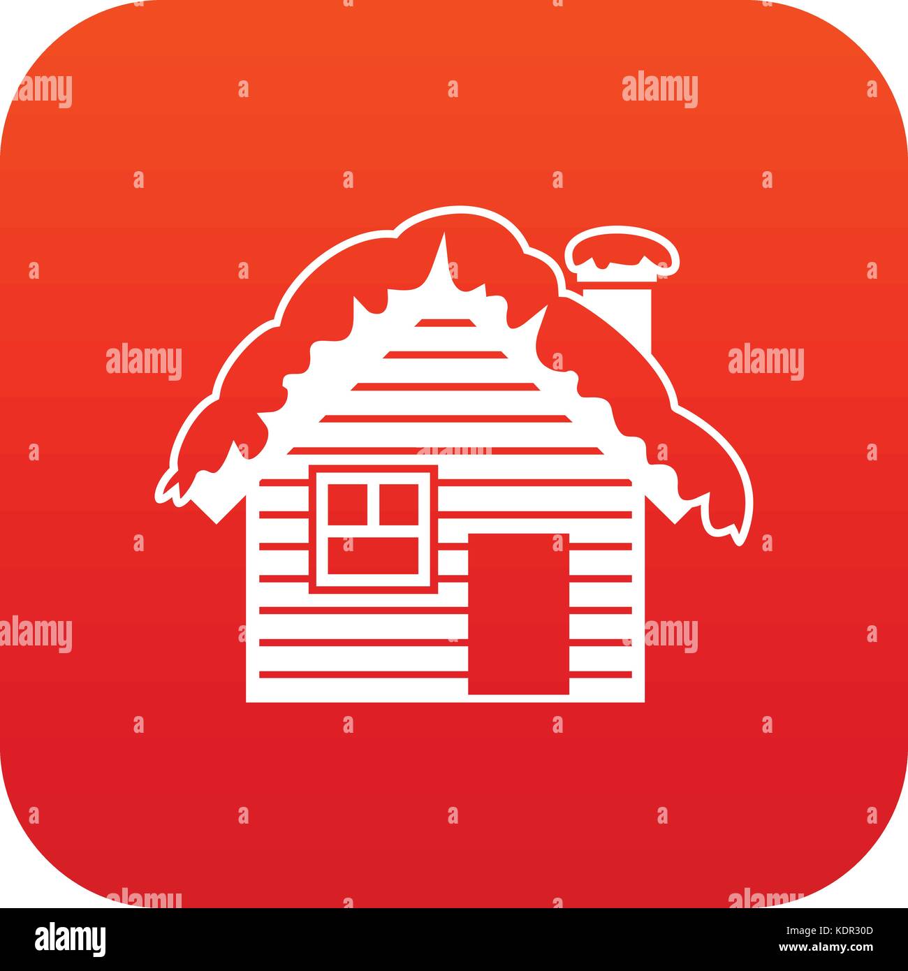 Wooden house covered with snow icon digital red Stock Vector Image ...