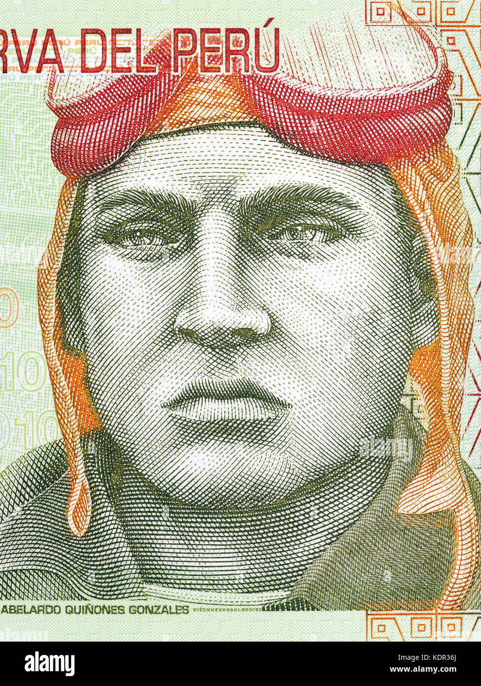 Jose Quinones Gonzales portrait from Peruvian money Stock Photo