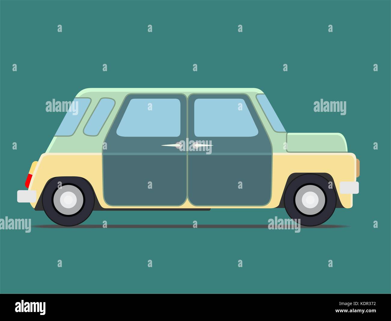 Vintage car. Isolated on green background, Vector illustration Stock ...