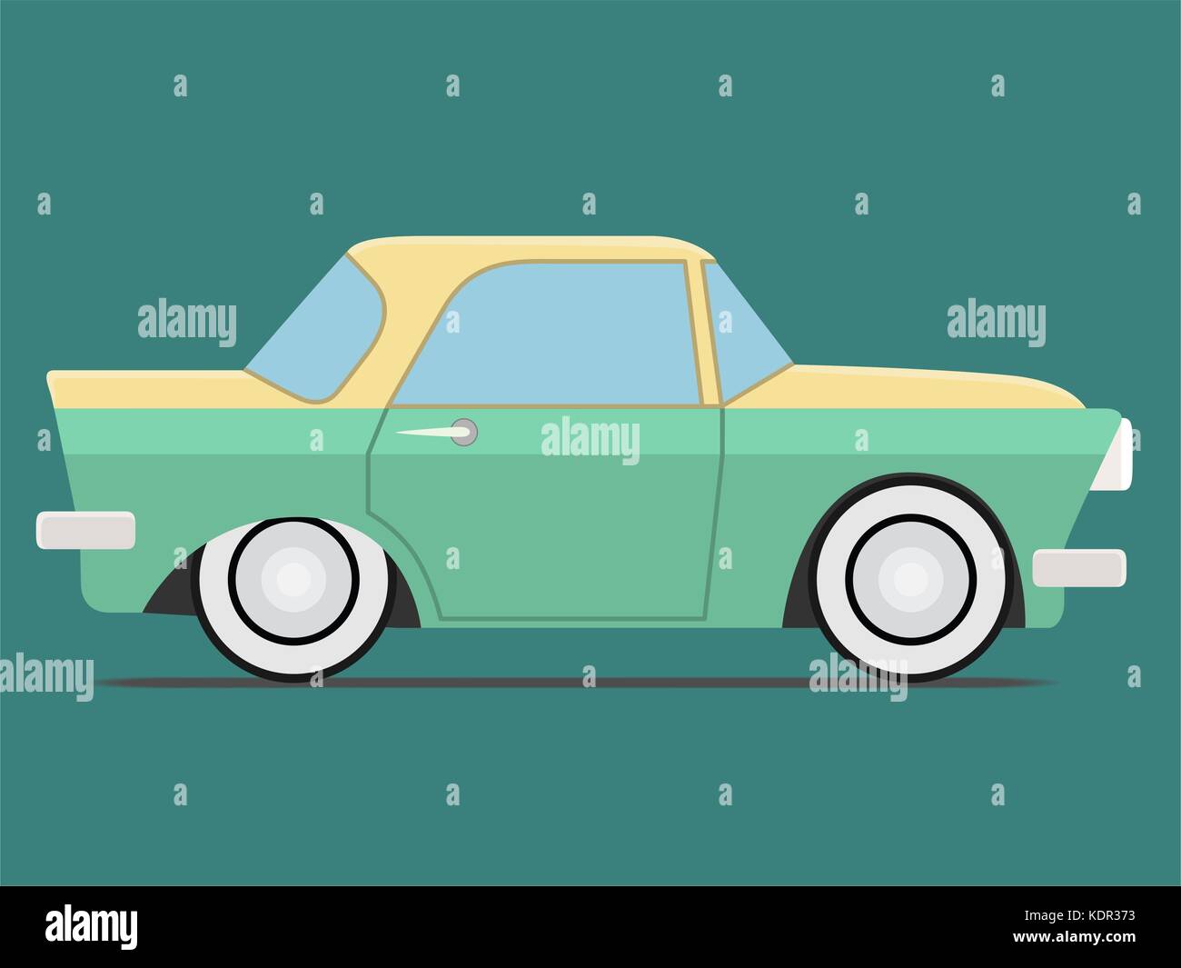 Vintage car. Isolated on green background, Vector illustration Stock ...