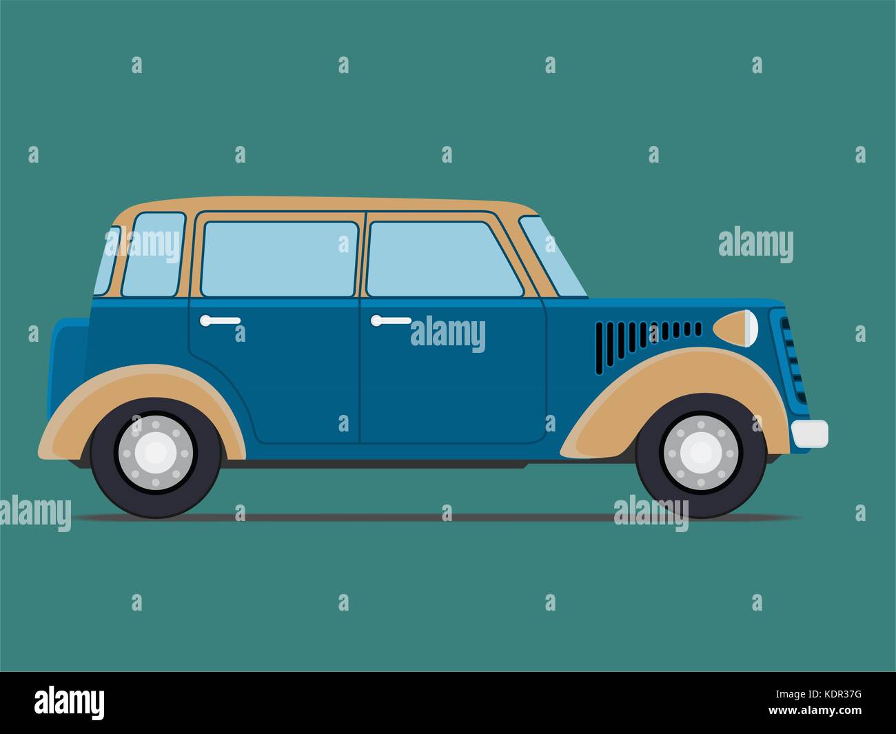 Vintage car. Isolated on green background, Vector illustration Stock ...