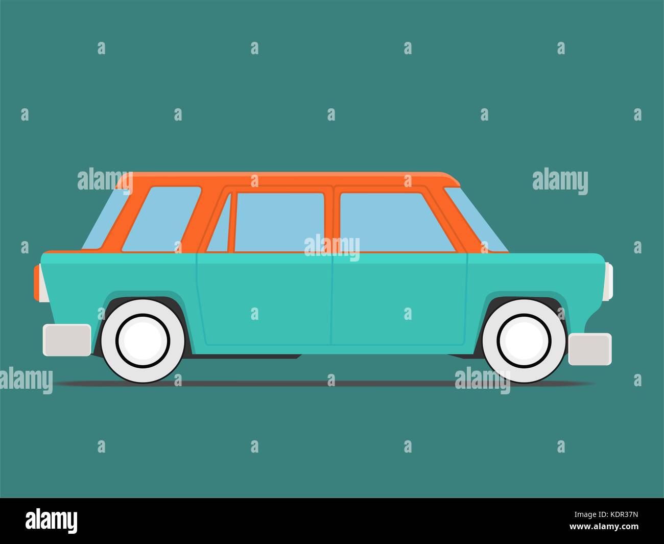 Vintage car. Isolated on green background, Vector illustration Stock ...