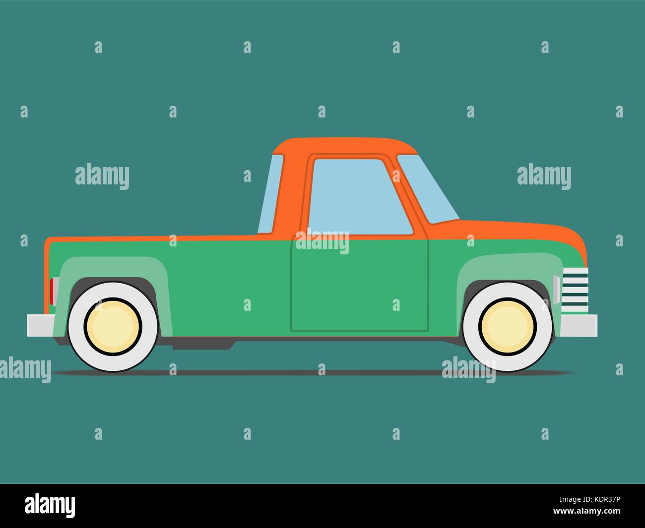 Vintage car. Isolated on green background, Vector illustration Stock ...