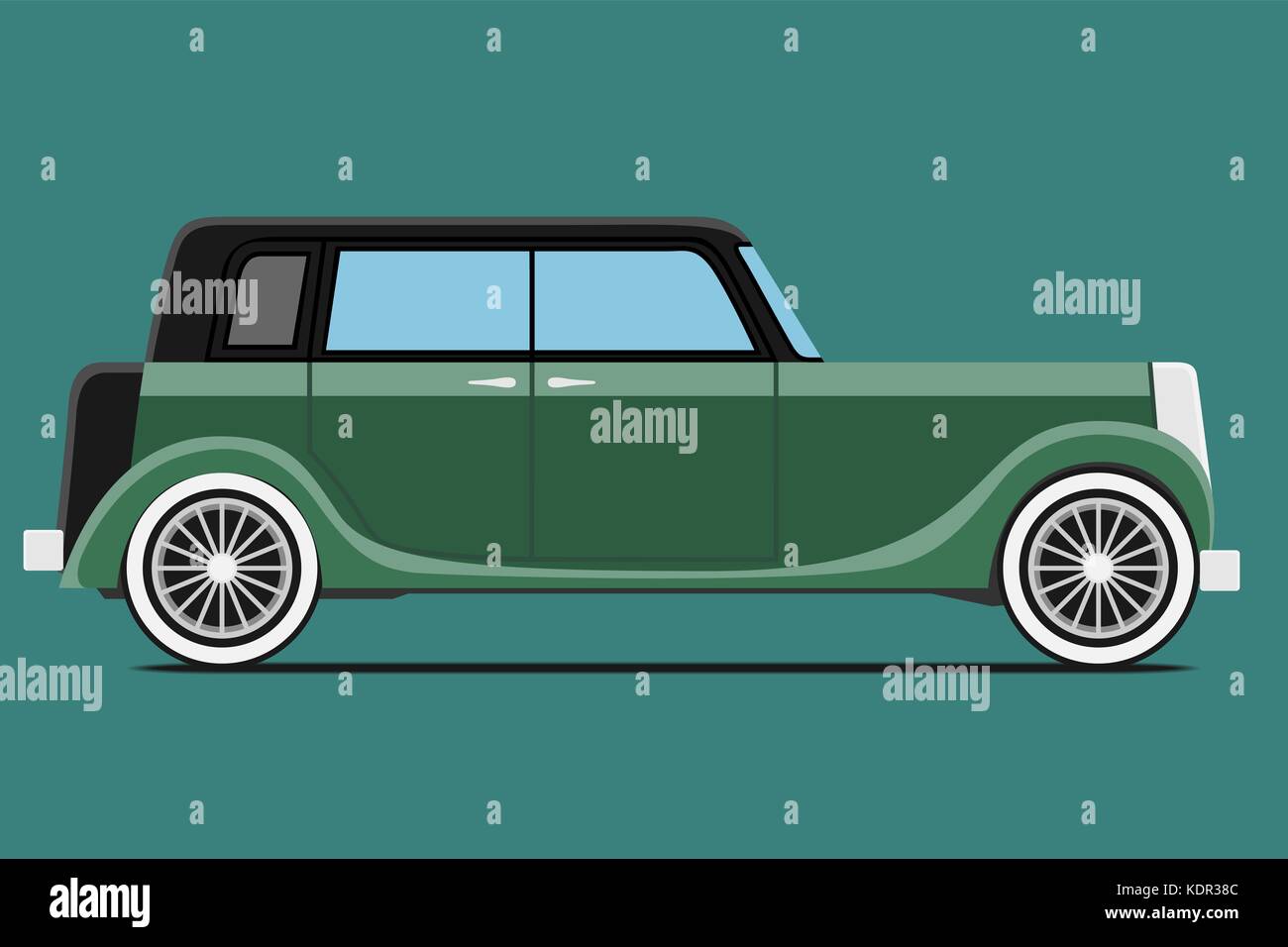 Vintage car. Isolated on green background, Vector illustration Stock ...