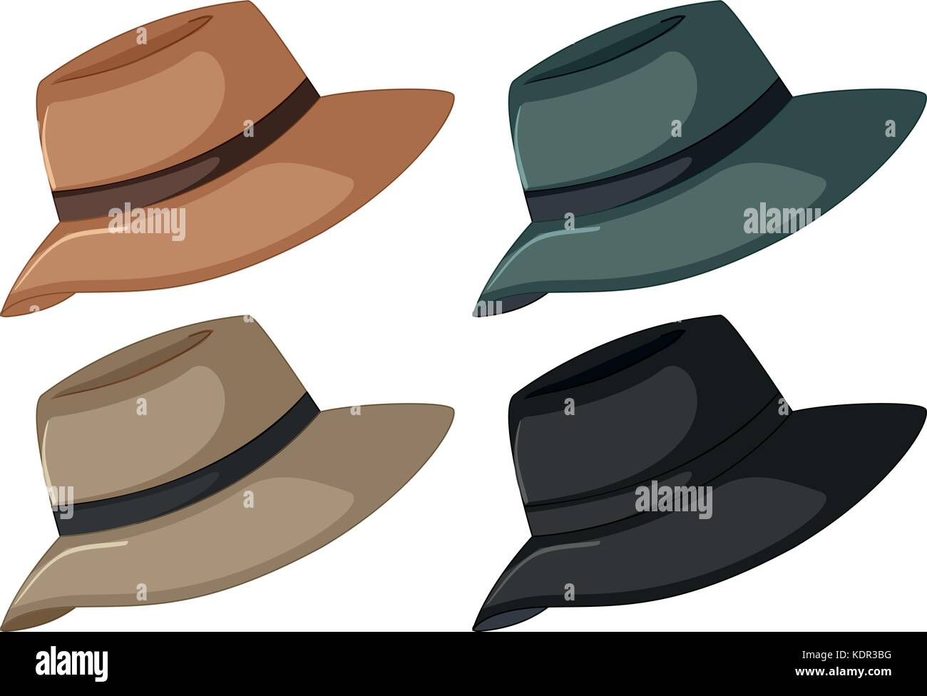 Hats in four color illustration Stock Vector Image & Art - Alamy