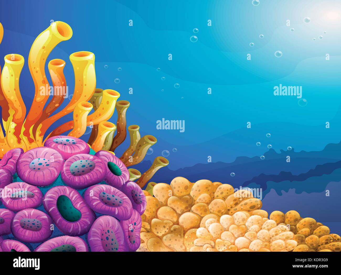 Background scene with coral reef underwater illustration Stock Vector