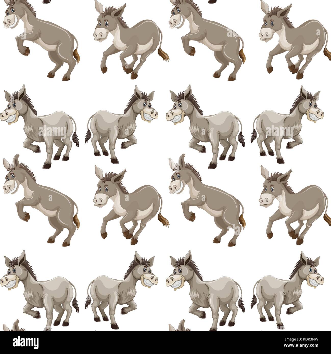 Seamless background design with gray donkeys illustration Stock Vector ...