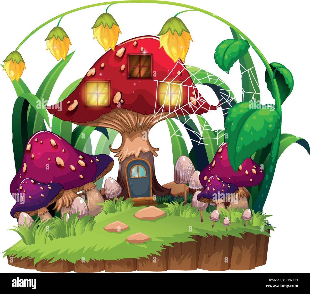 Mushroom House In Garden Illustration Stock Vector Image And Art Alamy 2144