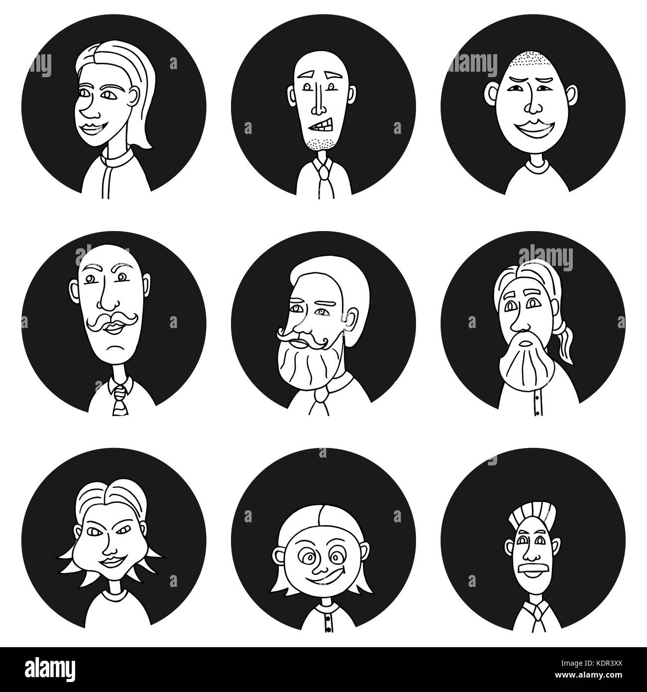 Sketch people icons. hand-drawn round avatars isolated Stock Vector ...