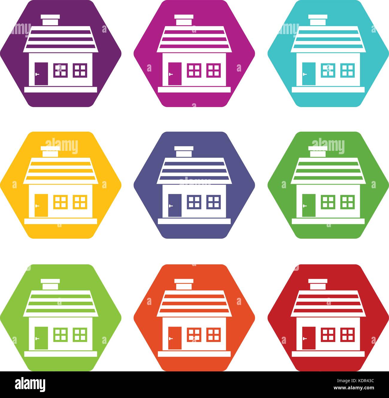 One-storey house icon set color hexahedron Stock Vector Image & Art - Alamy