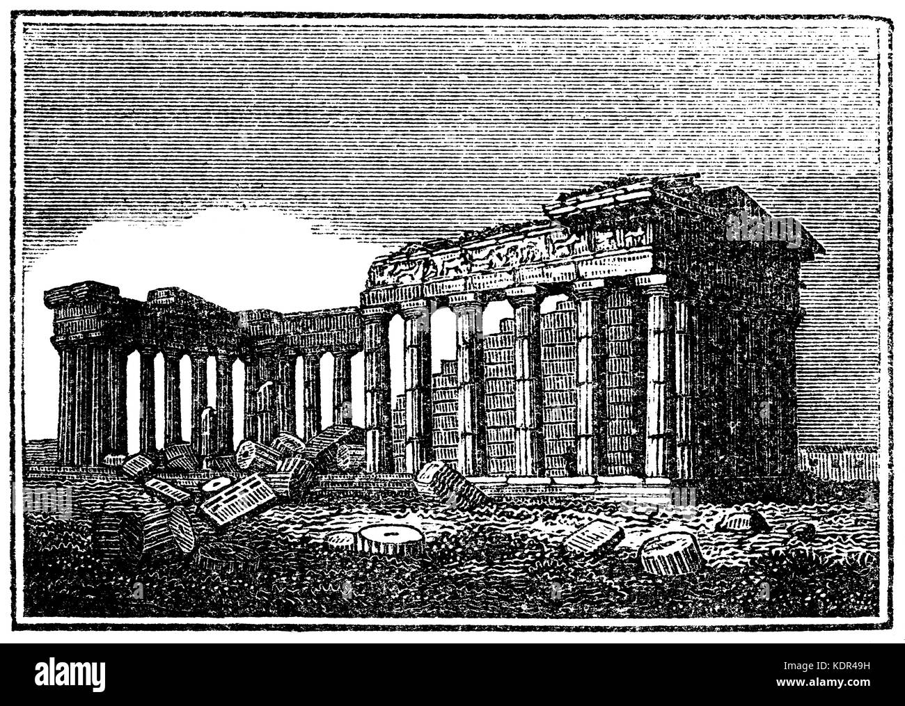 The Parthenon from 1825 woodcut Stock Photo