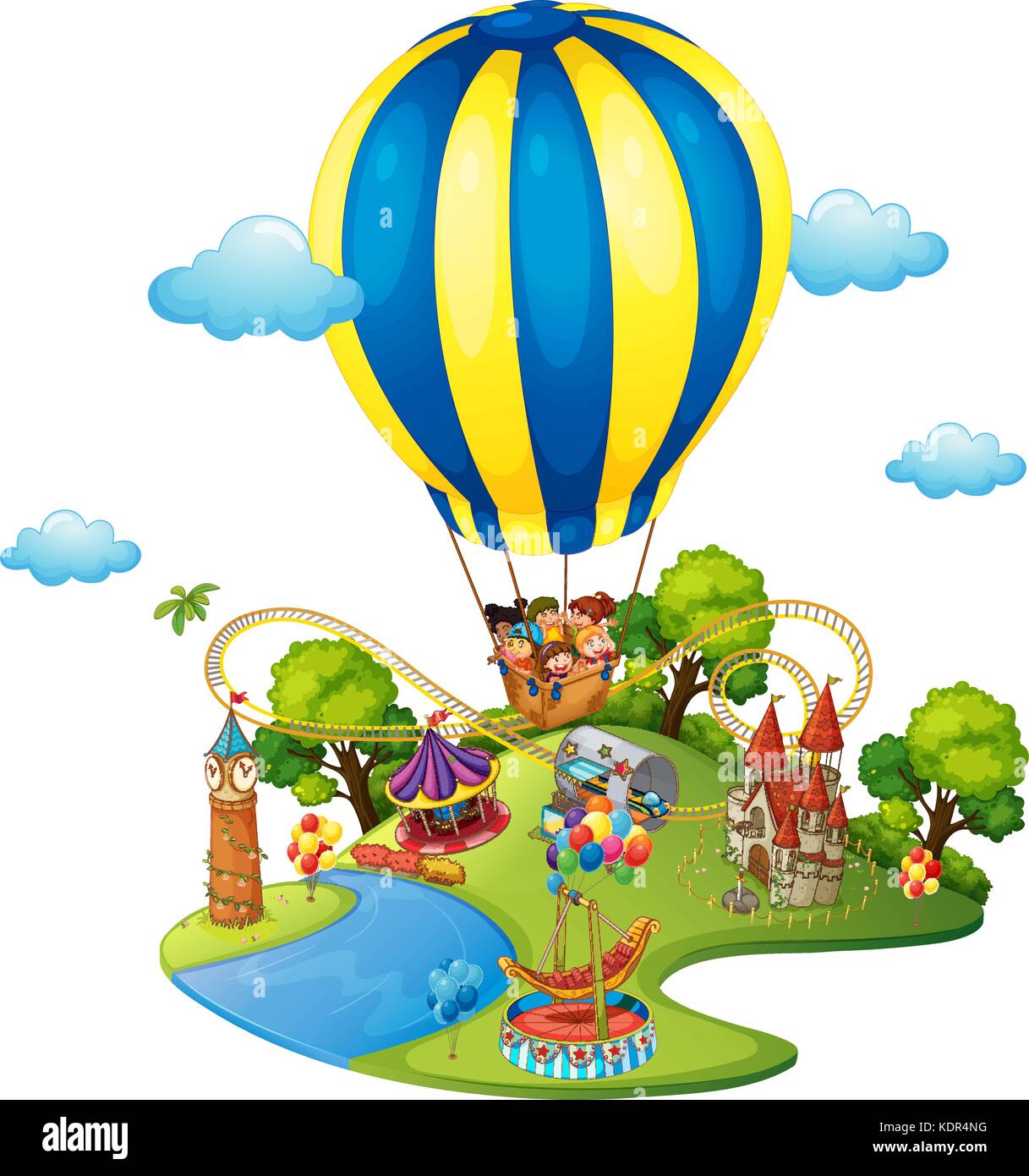 Many kids in amusement park illustration Stock Vector Image & Art - Alamy