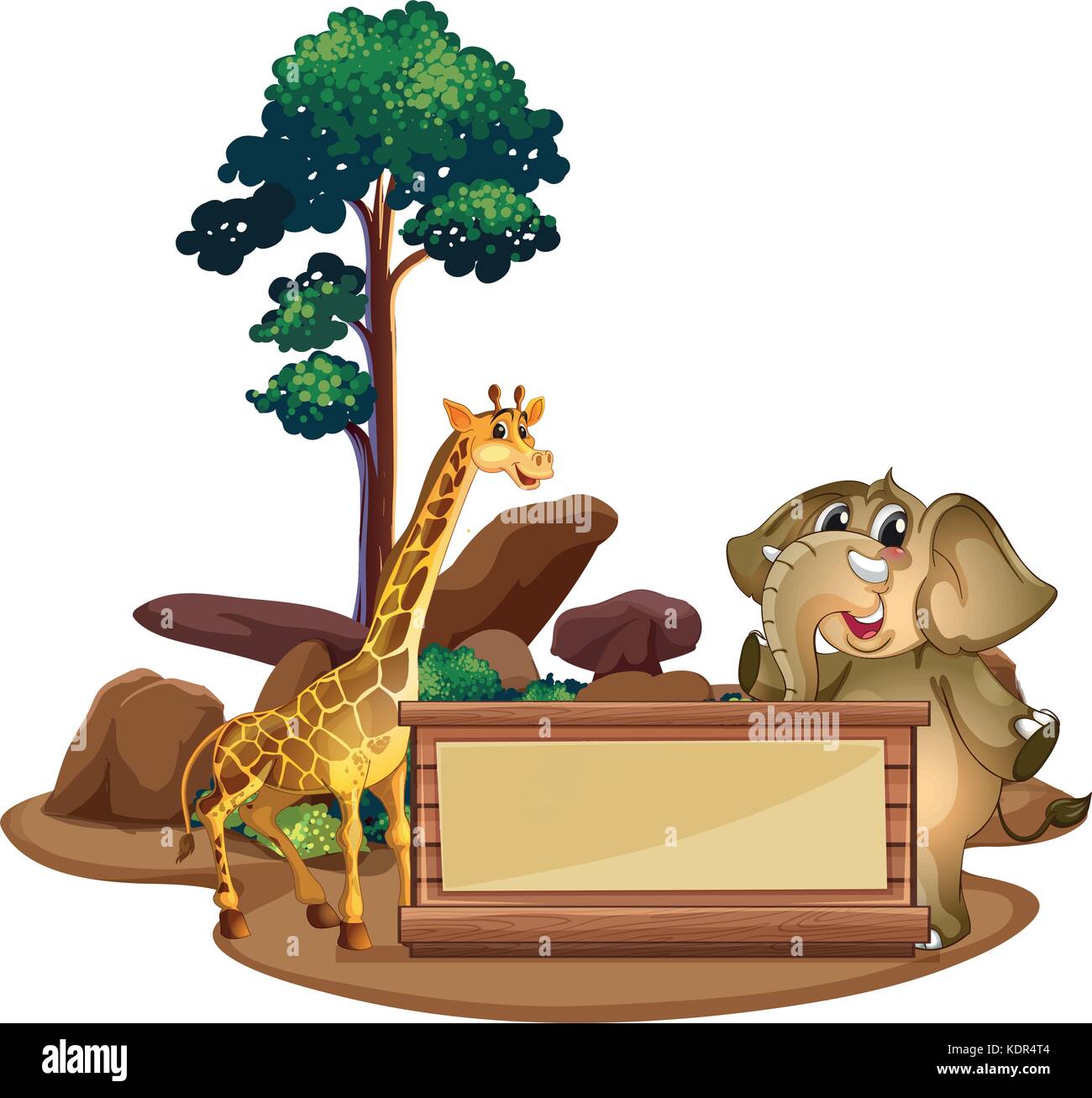 Banner template with giraffe and elephant illustration Stock Vector ...