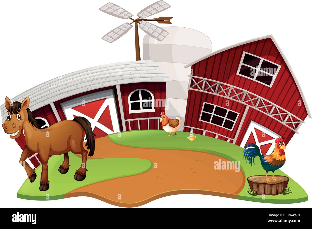 Farm scene with farm animals illustration Stock Vector Image & Art - Alamy
