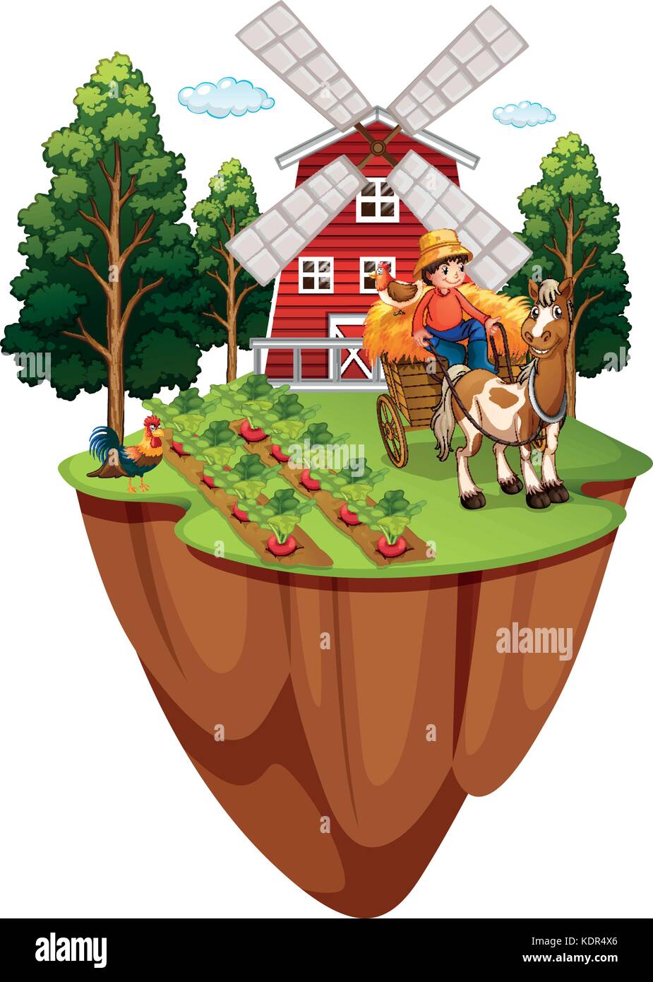 Farmer on horse in the farm illustration Stock Vector Image & Art - Alamy