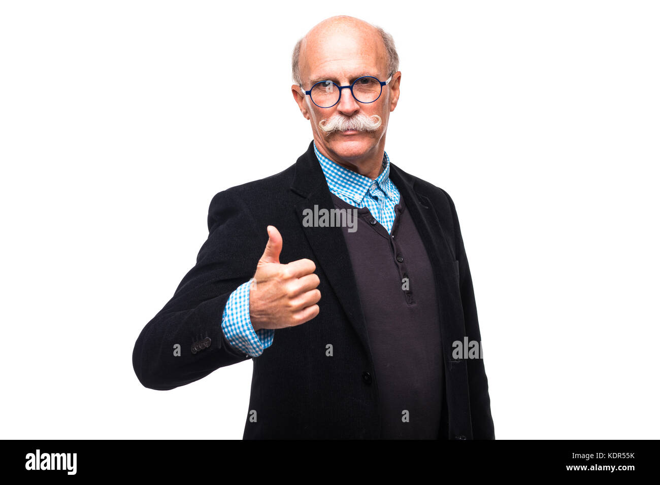 Happy old man senior thumbs up isolated on white background Stock Photo ...