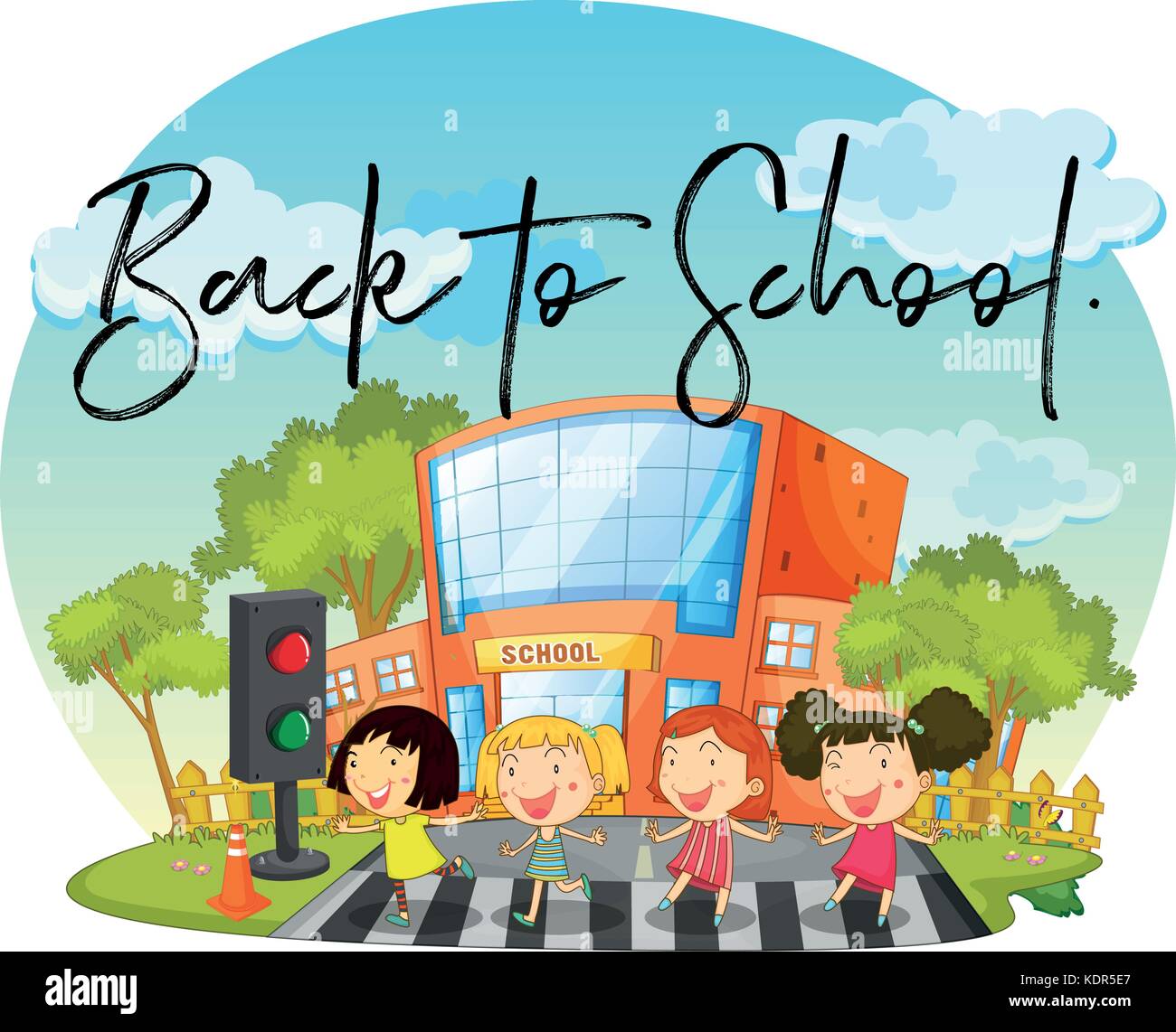 Happy children and word back to school illustration Stock Vector Image ...