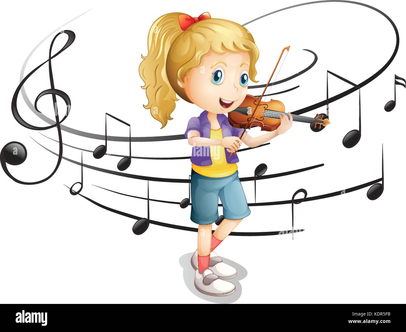 Little girl plays violin illustration Stock Vector Image & Art - Alamy