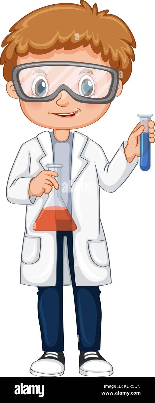 Kid doing science experiment illustration Stock Vector