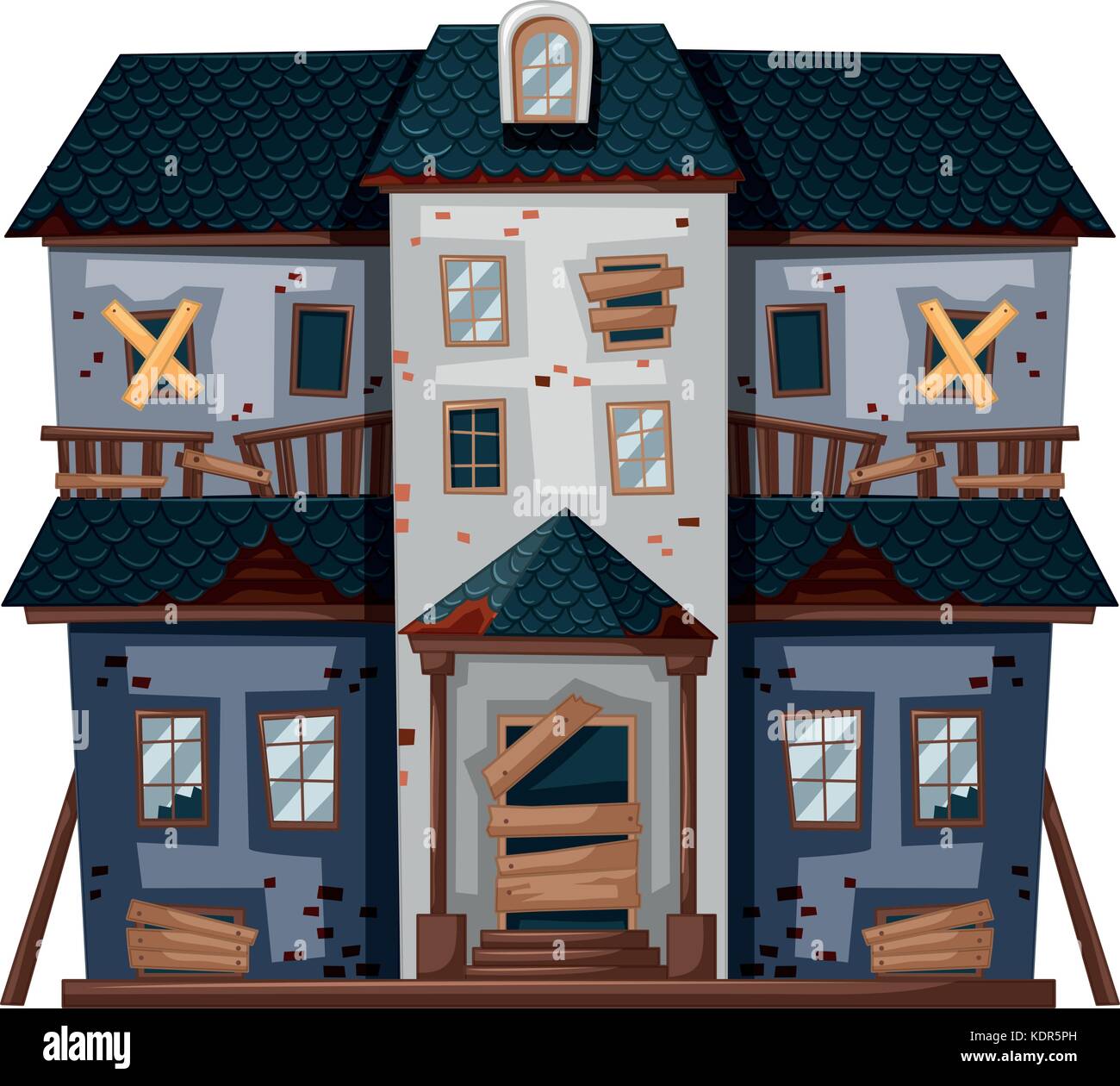 Old house with broken windows and door illustration Stock Vector Image ...