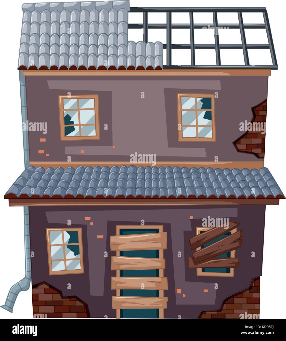 Old house with no roof illustration Stock Vector