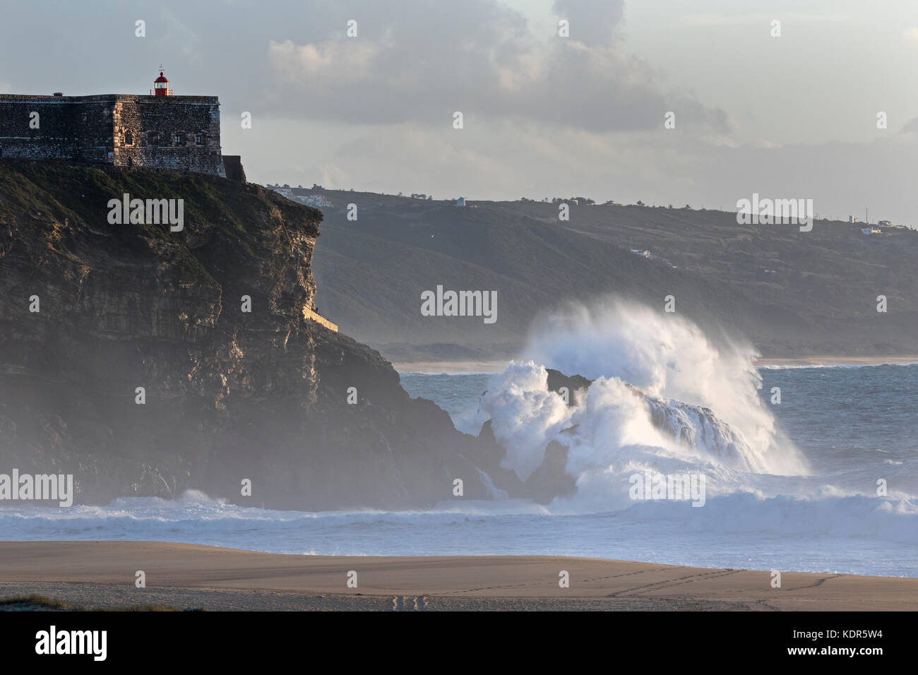Big waves at Nazare, Portugal, Europe Stock Photo