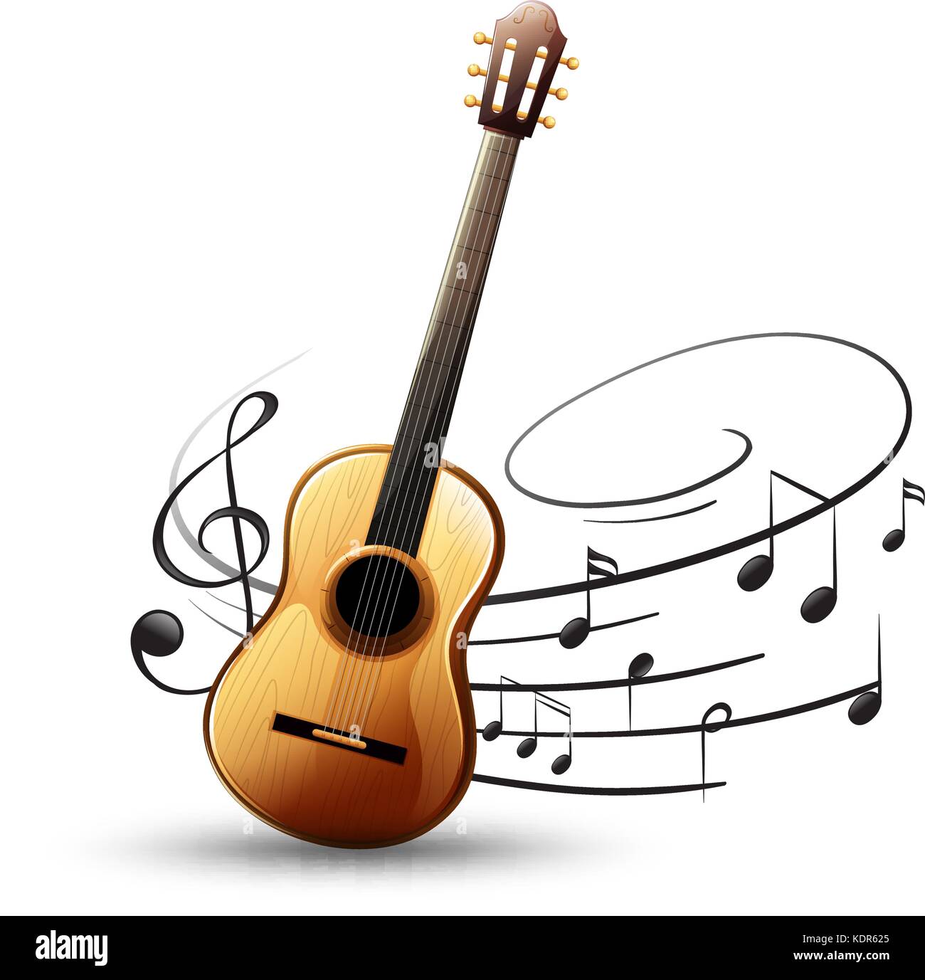 Classic guitar with music notes in background illustration Stock Vector  Image & Art - Alamy