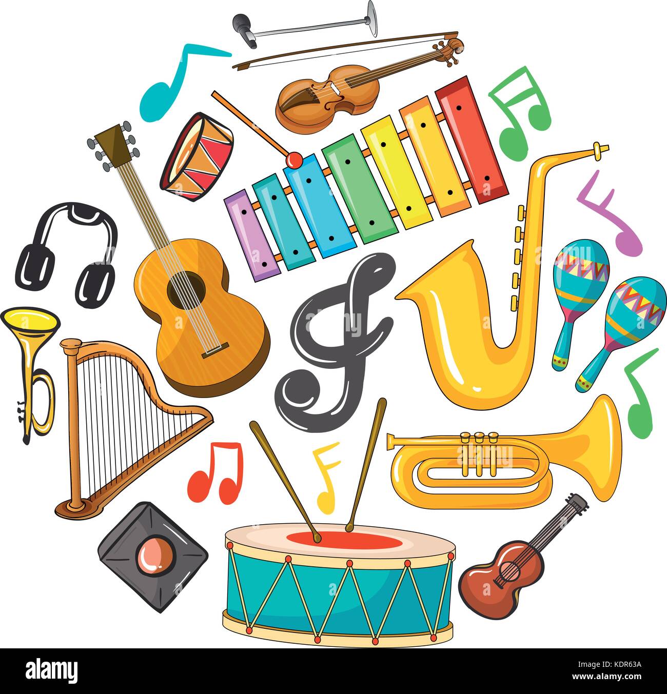 Different types of musical instruments illustration Stock Vector Image &  Art - Alamy