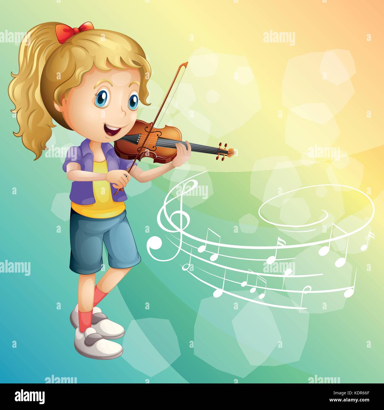Little girl playing violin illustration Stock Vector Image & Art - Alamy