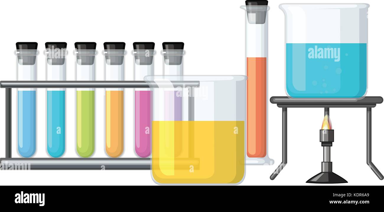 Beakers filled with colorful liquid illustration Stock Vector Image ...