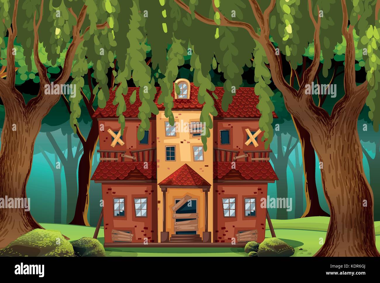 Outside haunted house Stock Vector Images - Alamy