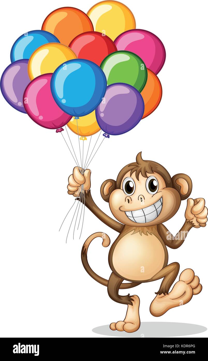 Monkey holding colorful balloons illustration Stock Vector Image & Art -  Alamy