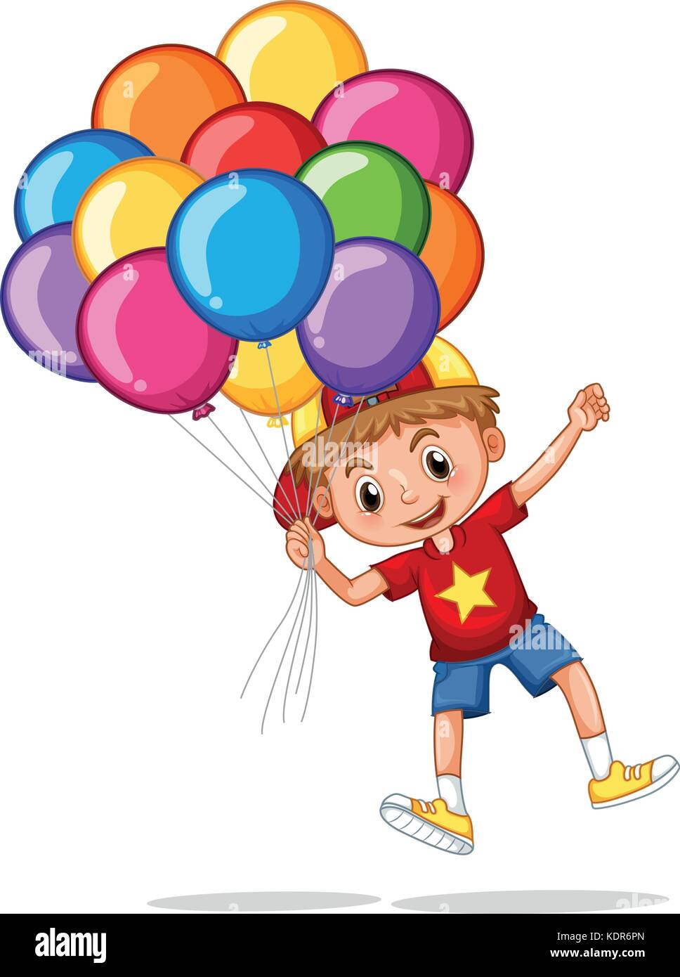 Happy boy with colorful balloons illustration Stock Vector Image & Art ...