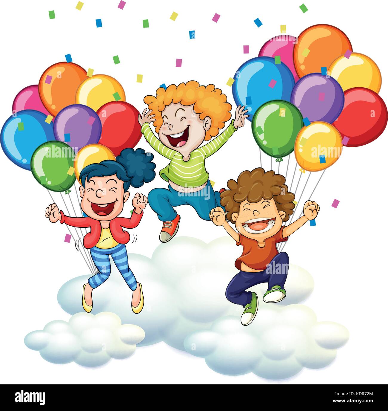 Three happy kids with colorful balloons illustration Stock Vector Image ...