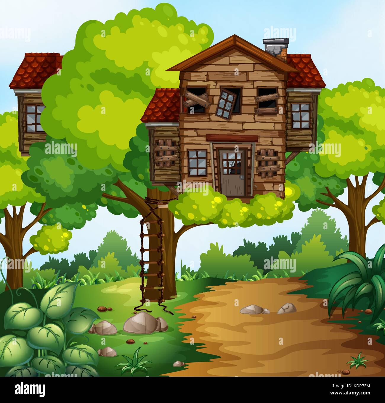 Big treehouse in the park illustration Stock Vector Image & Art - Alamy