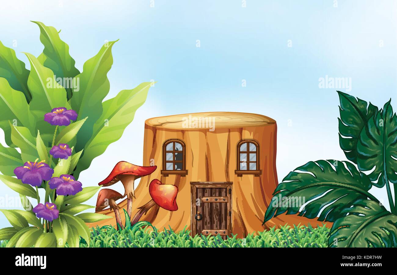 Stump tree with windows and door illustration Stock Vector Image & Art ...