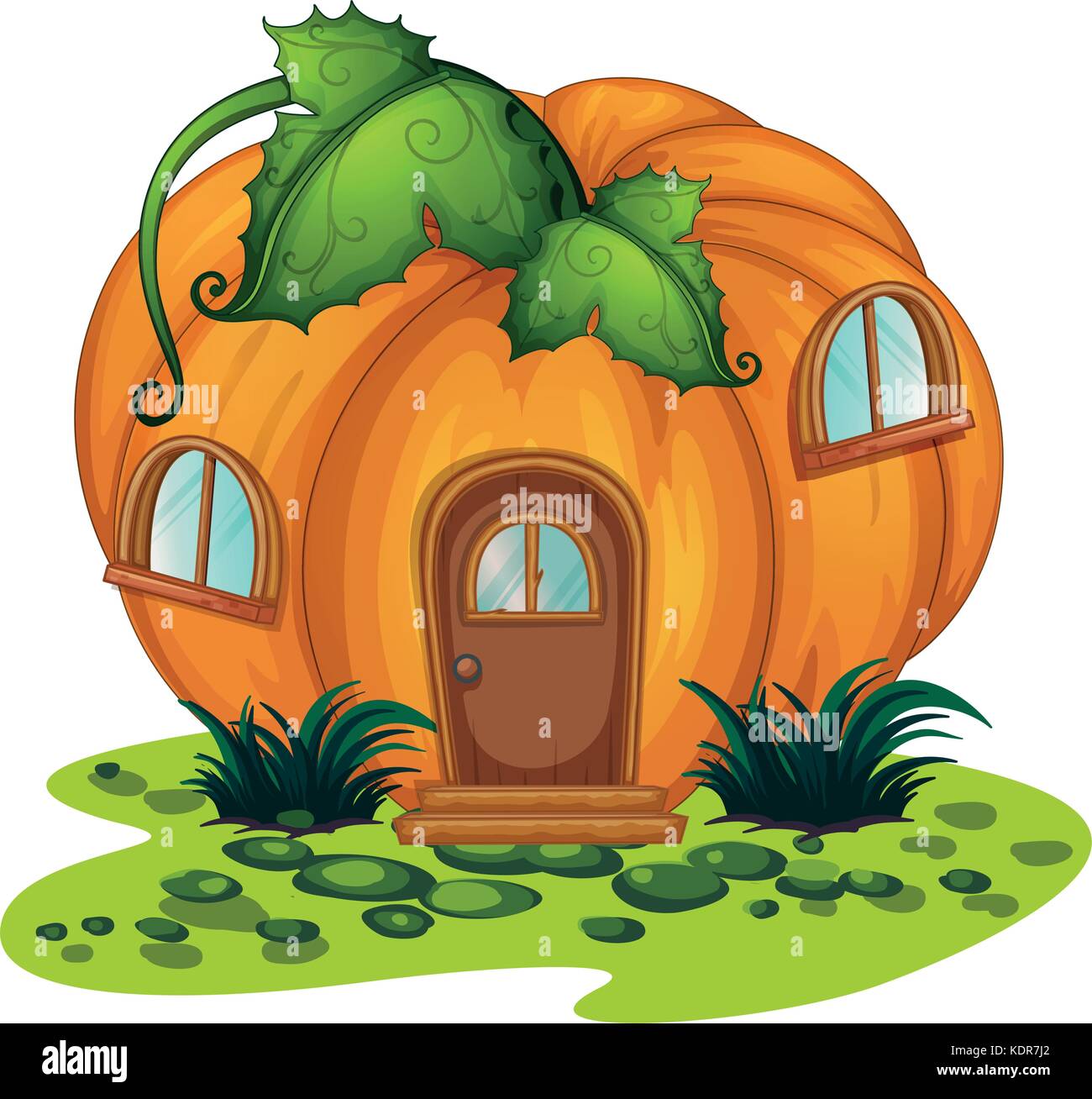 Pumpkin house in the garden illustration Stock Vector Image & Art - Alamy