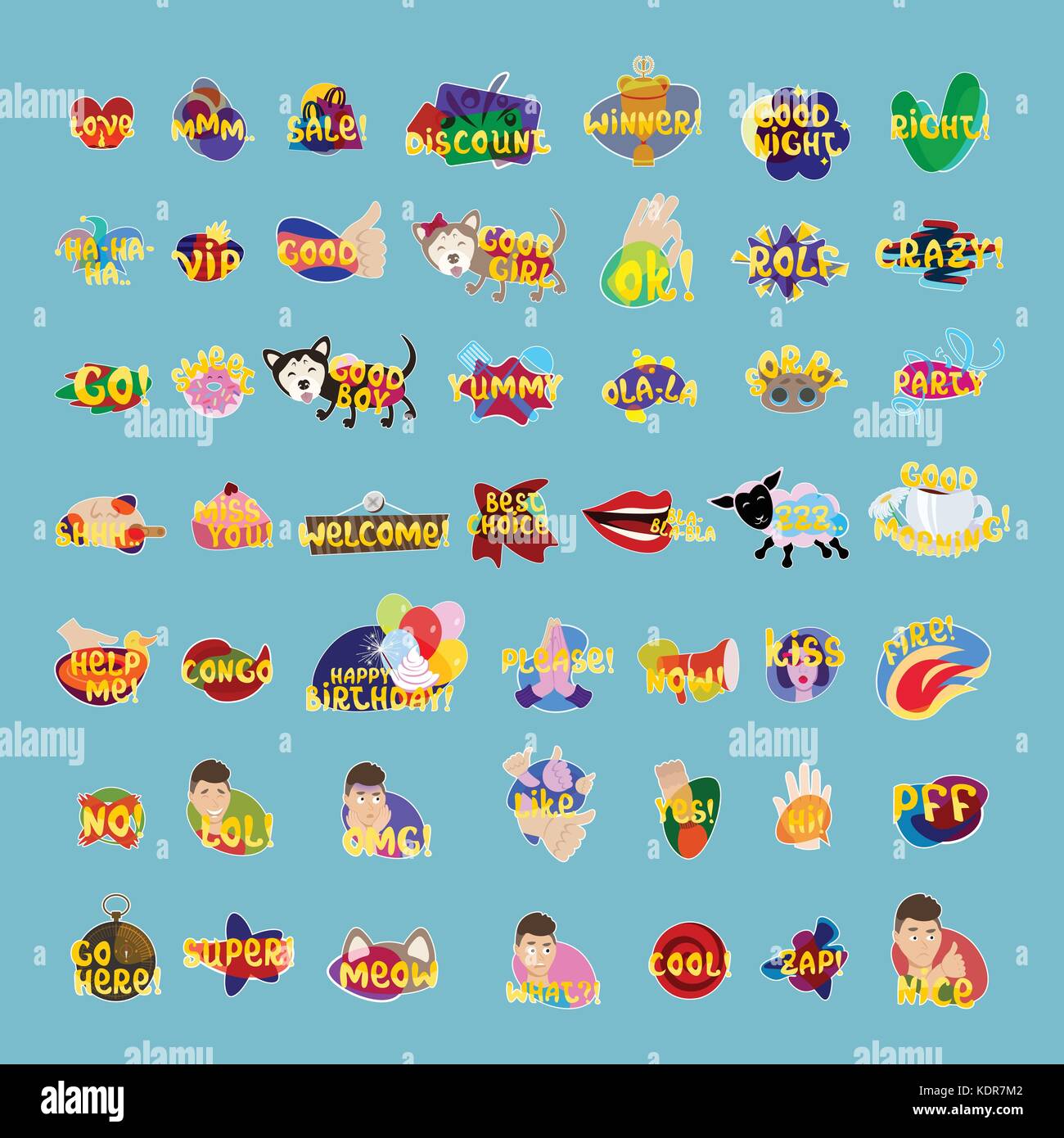 Stickers Set Social Media Network Message Badges Collection Stock