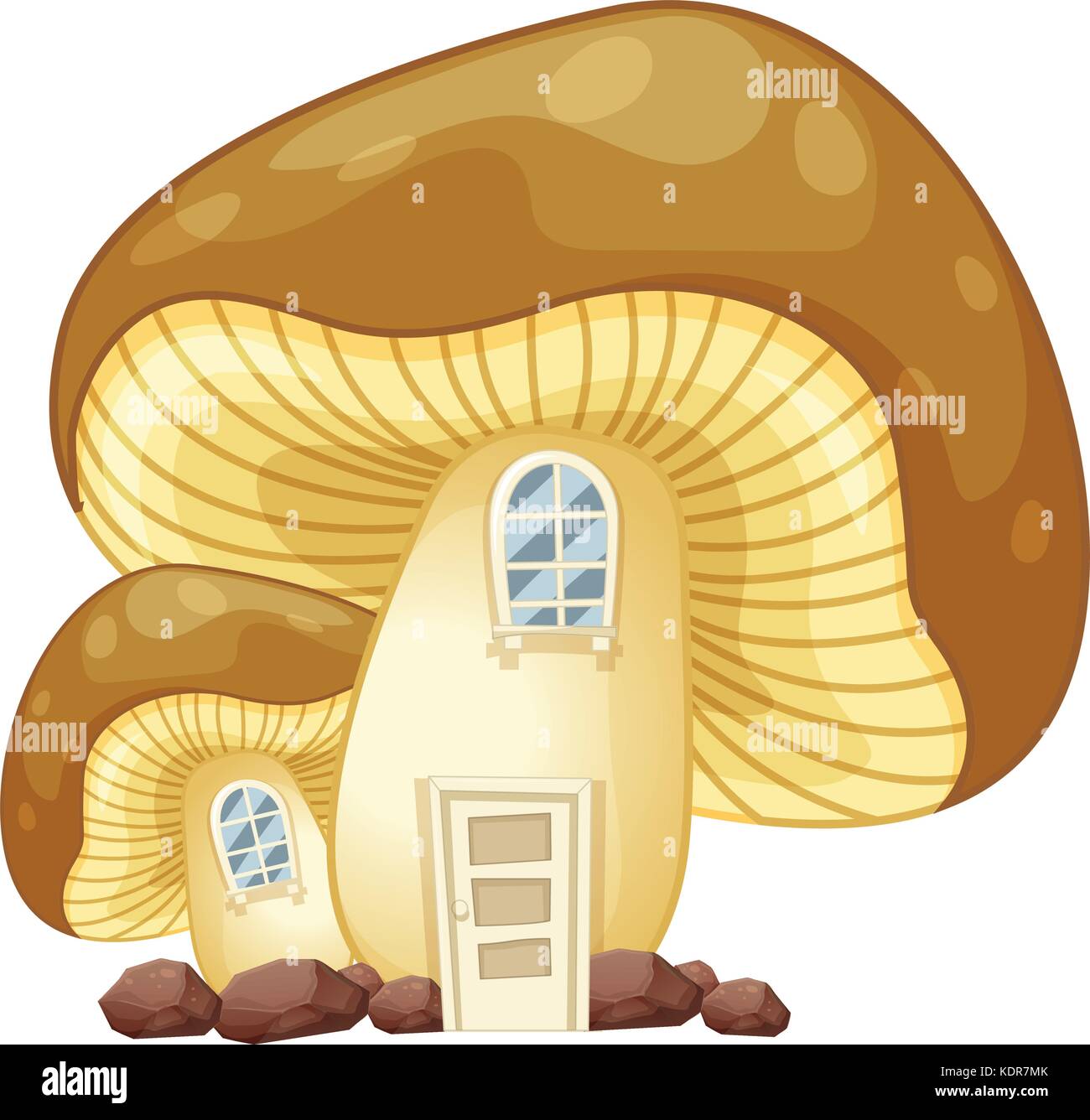 Mushroom house with door and windows illustration Stock Vector Image