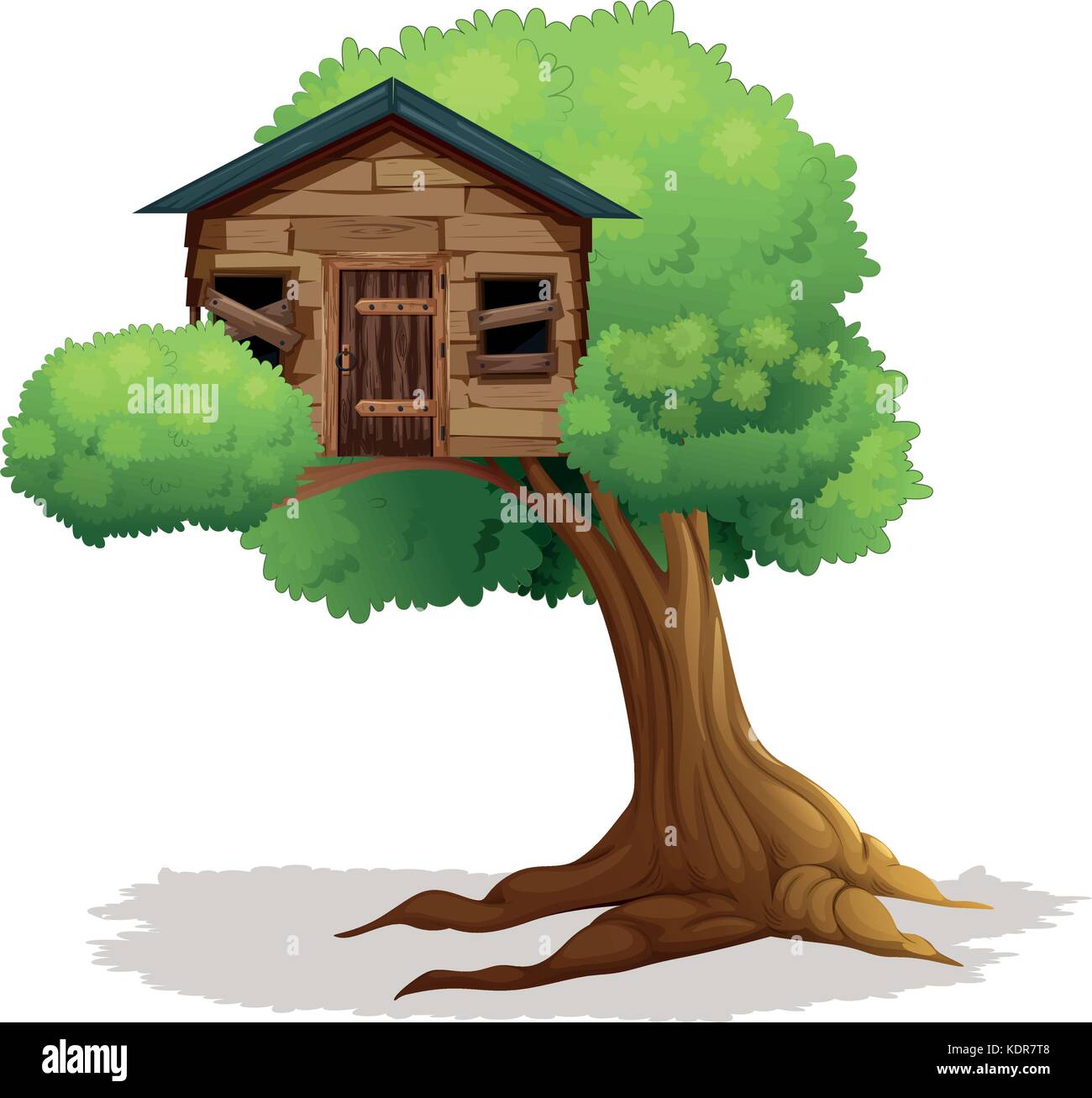 Wooden treehouse on the tree illustration Stock Vector Image & Art - Alamy
